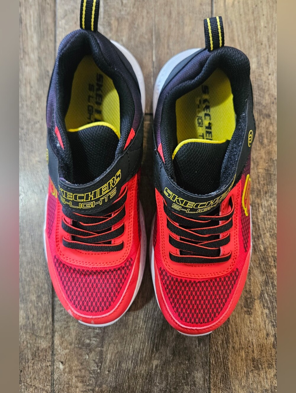 Skechers S-Lights Kids' Red and Black Light-Up Sneakers